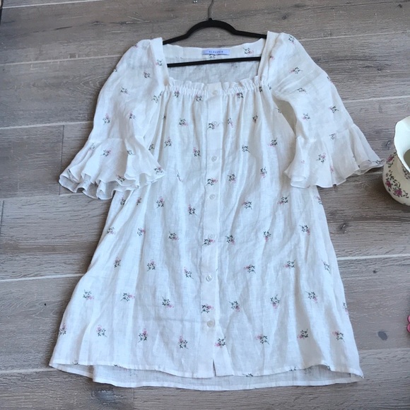 Sleeper Other - Sleeper Linen Mini Dress in Bouquets